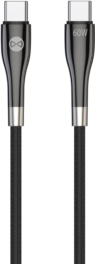 Forever Sleek laidas USB-C – USB-C 1,0 m 60W juodas