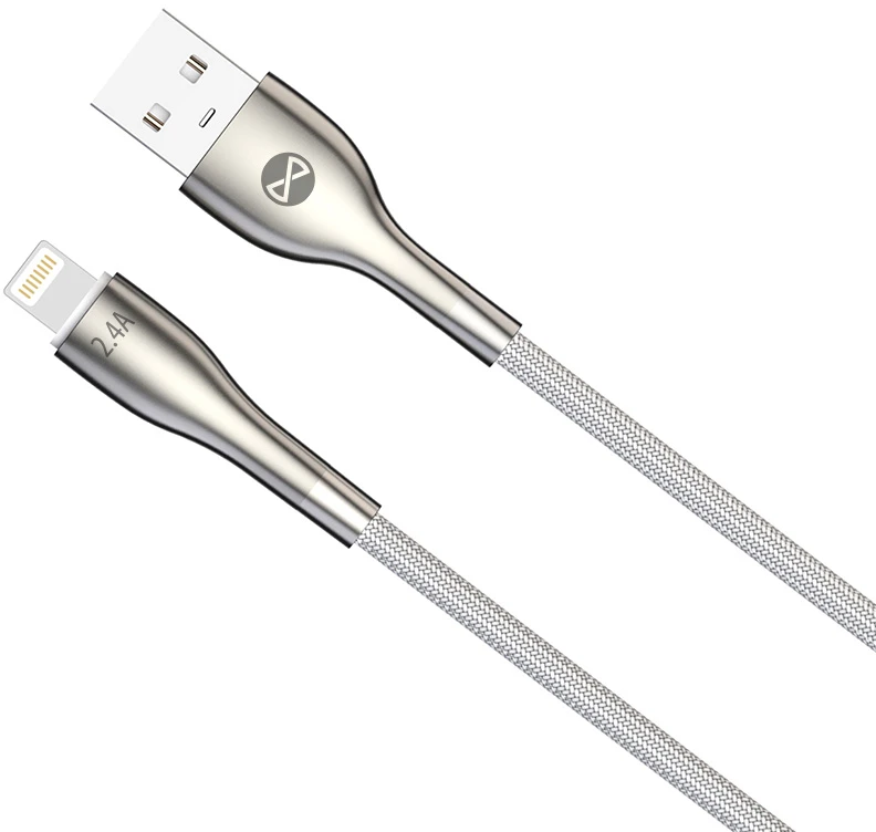 „Forever Sleek“ laidas USB – „Lightning“ 1,0 m 2.4A baltas