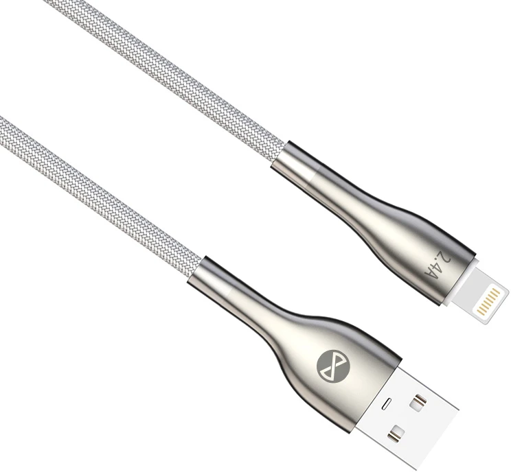 „Forever Sleek“ laidas USB – „Lightning“ 1,0 m 2.4A baltas