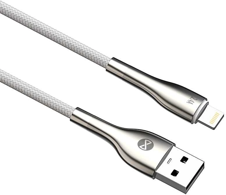 „Forever Sleek“ laidas USB – „Lightning“ 1,0 m 2.4A baltas