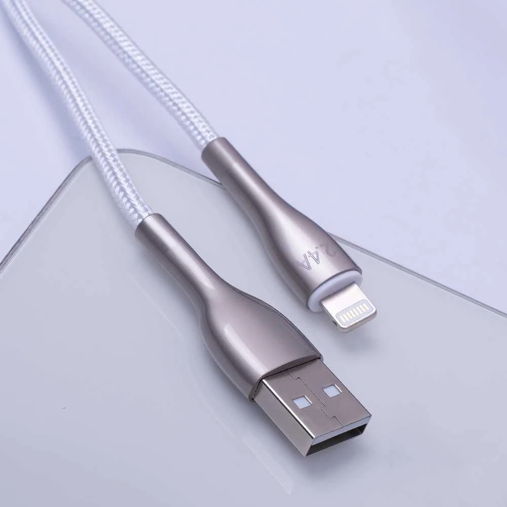 „Forever Sleek“ laidas USB – „Lightning“ 1,0 m 2.4A baltas