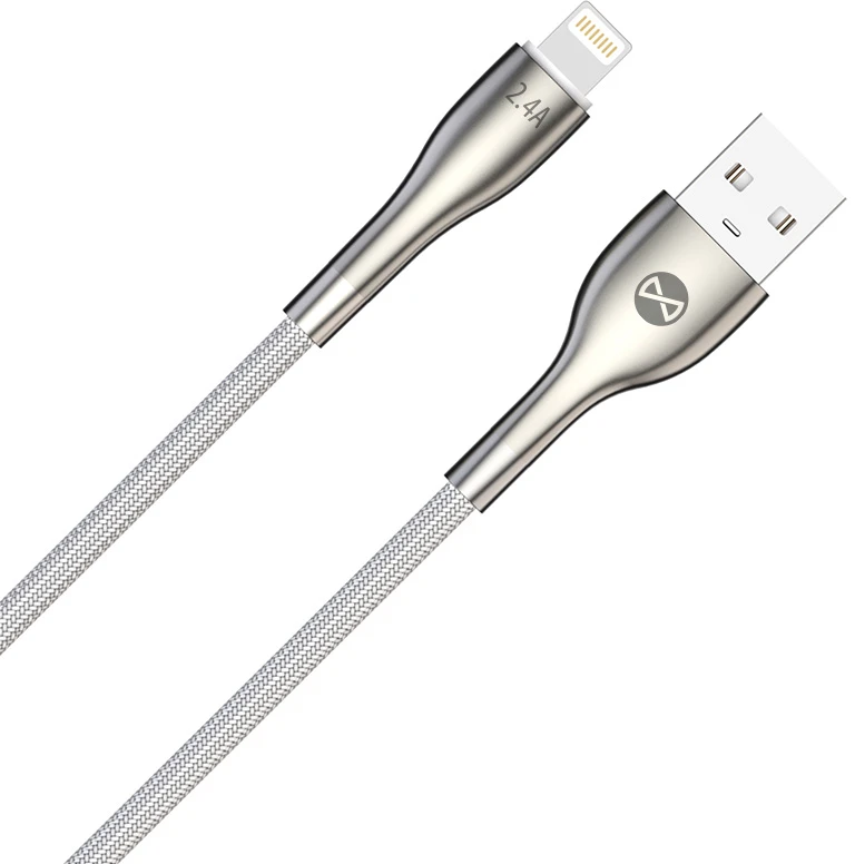 „Forever Sleek“ laidas USB – „Lightning“ 1,0 m 2.4A baltas