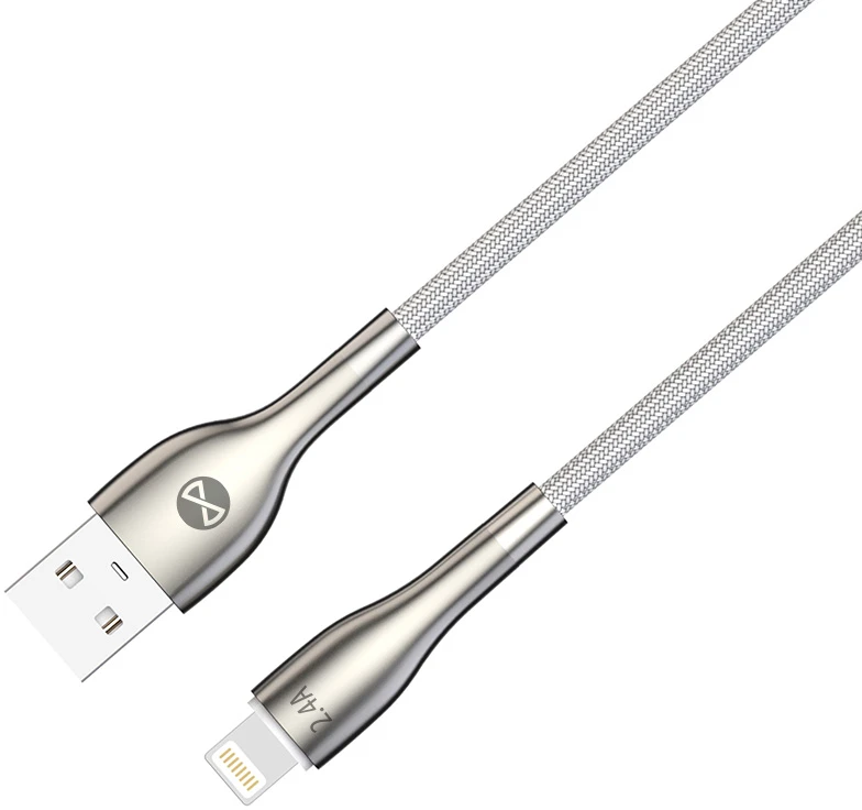 „Forever Sleek“ laidas USB – „Lightning“ 1,0 m 2.4A baltas