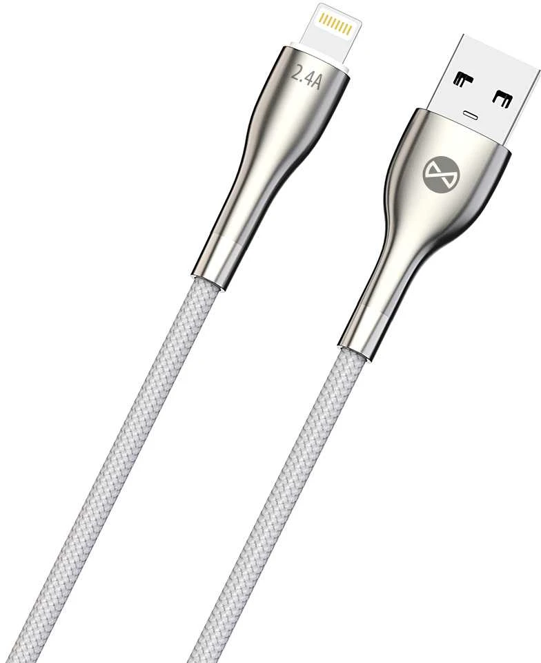 „Forever Sleek“ laidas USB – „Lightning“ 1,0 m 2.4A baltas