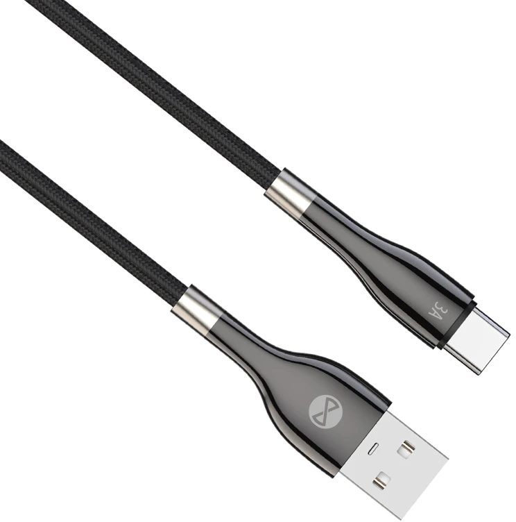 Forever Sleek USB – USB-C laidas 1,0 m 3A juodas