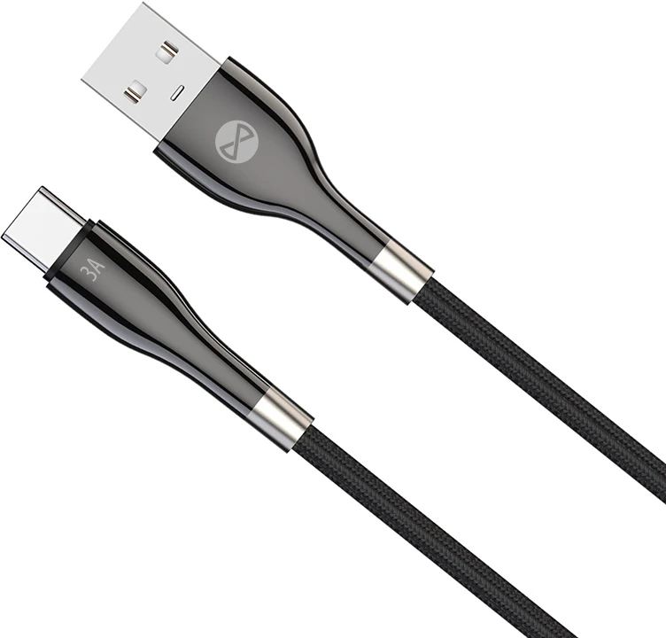 Forever Sleek USB – USB-C laidas 1,0 m 3A juodas