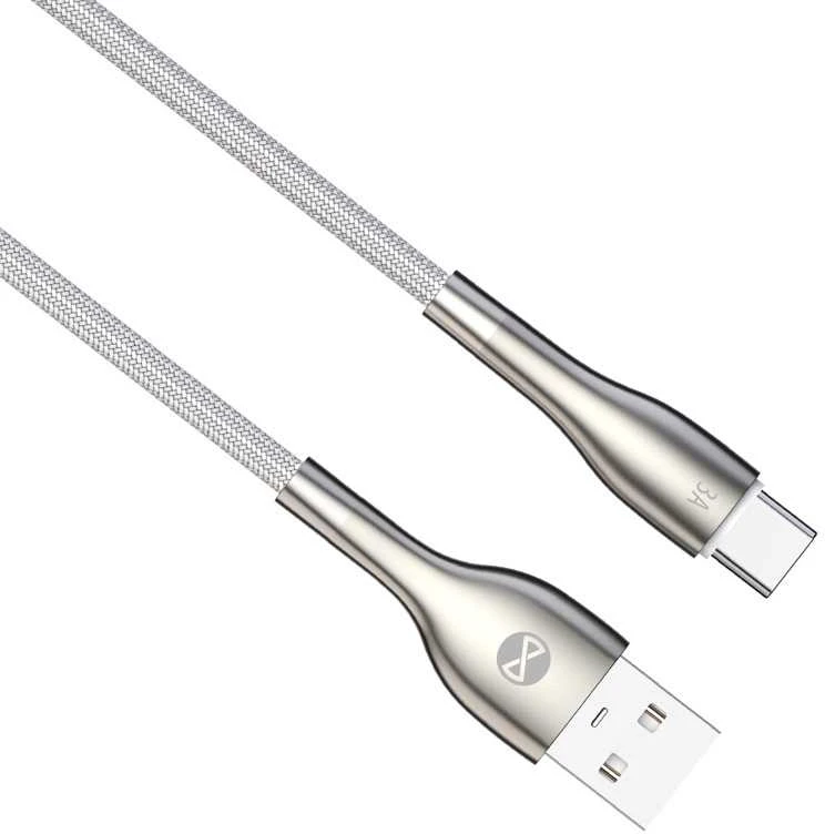 Forever Sleek laidas USB – USB-C 1,0 m 3A baltas