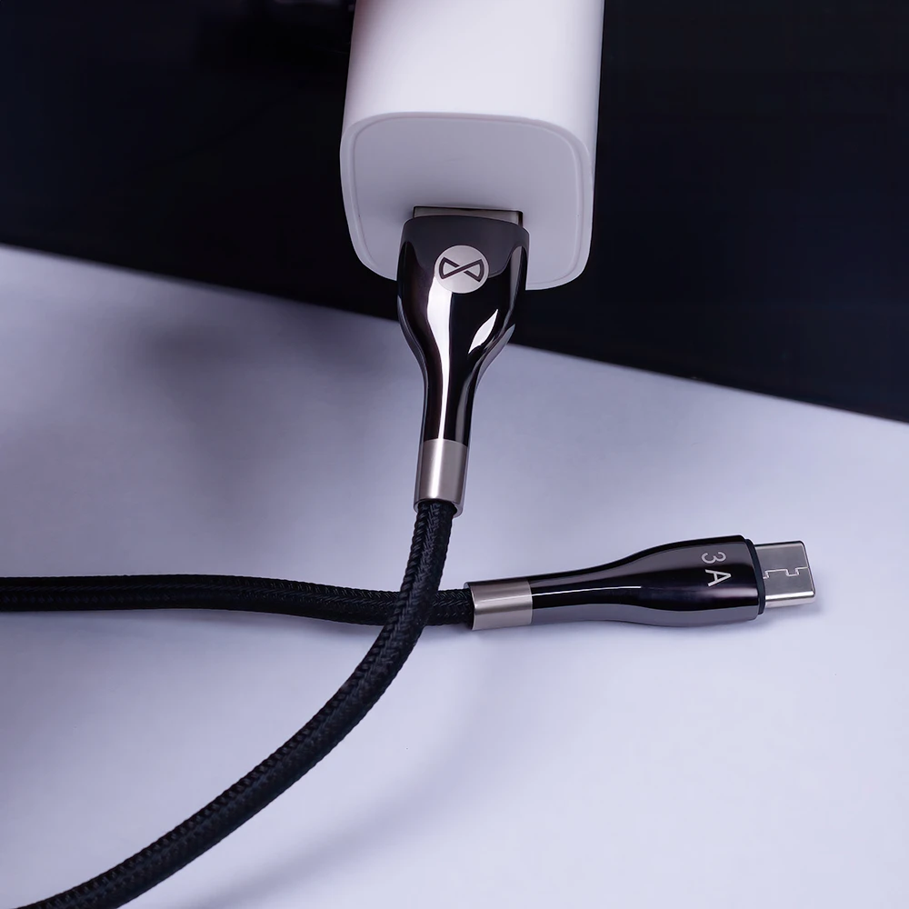 Forever Sleek USB – USB-C laidas 1,0 m 3A juodas