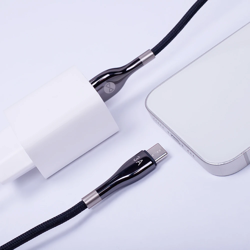 Forever Sleek USB – USB-C laidas 1,0 m 3A juodas