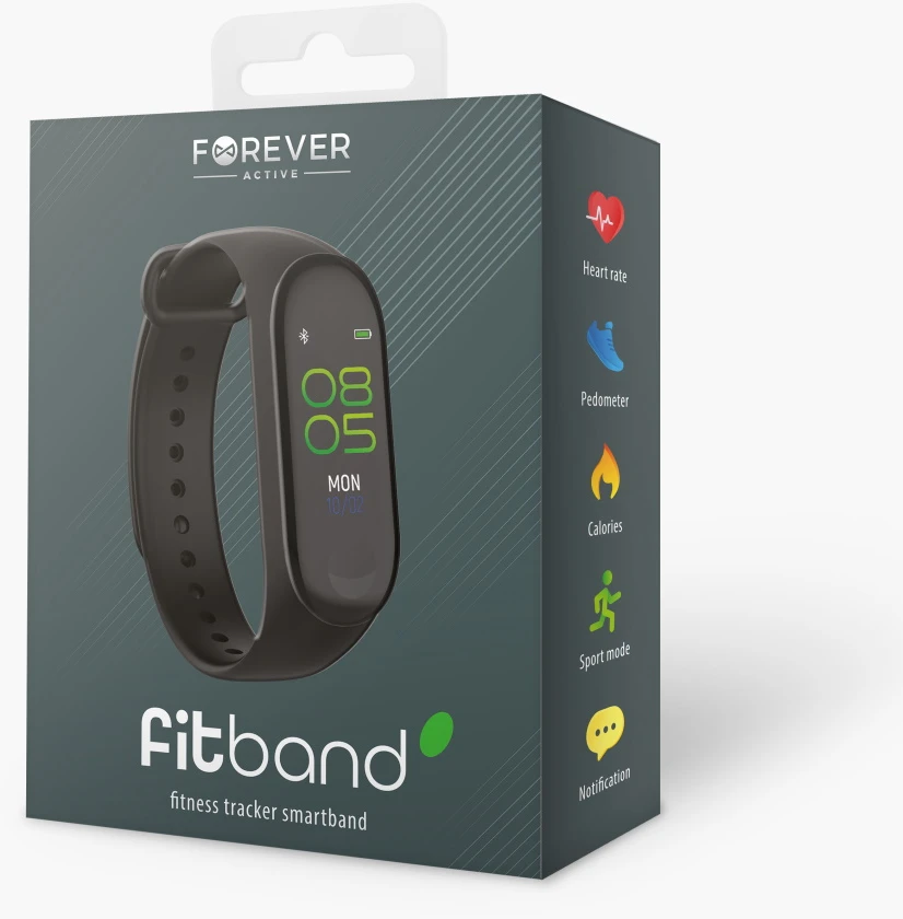Išmanusis laikrodis Forever Smartband Fitband SB-50 | spalva: juoda