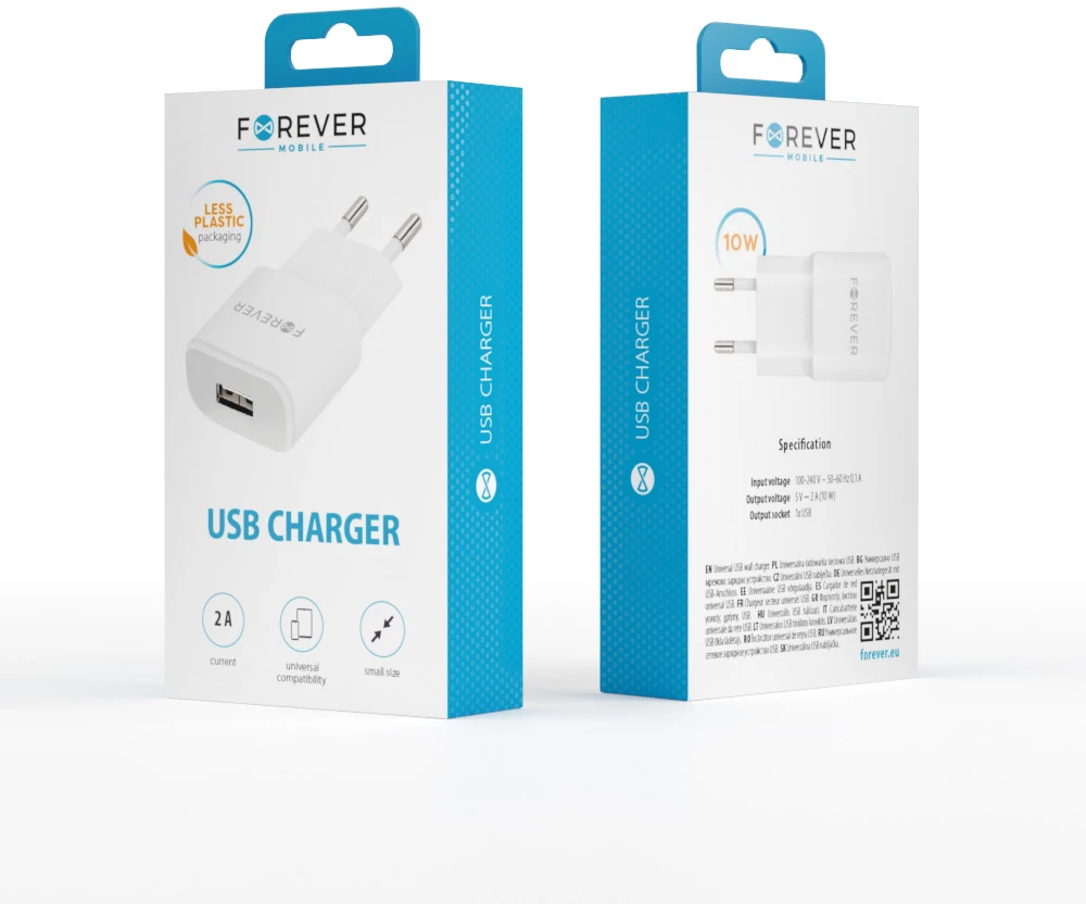 Forever TC-01 įkroviklis 1x USB 2A baltas