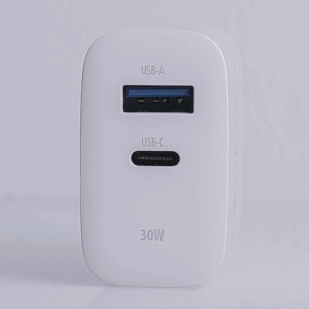 Forever TC-07-30AC PD QC įkroviklis 1x USB-C 1x USB 30W baltas + USB-C – USB-C laidas 60W