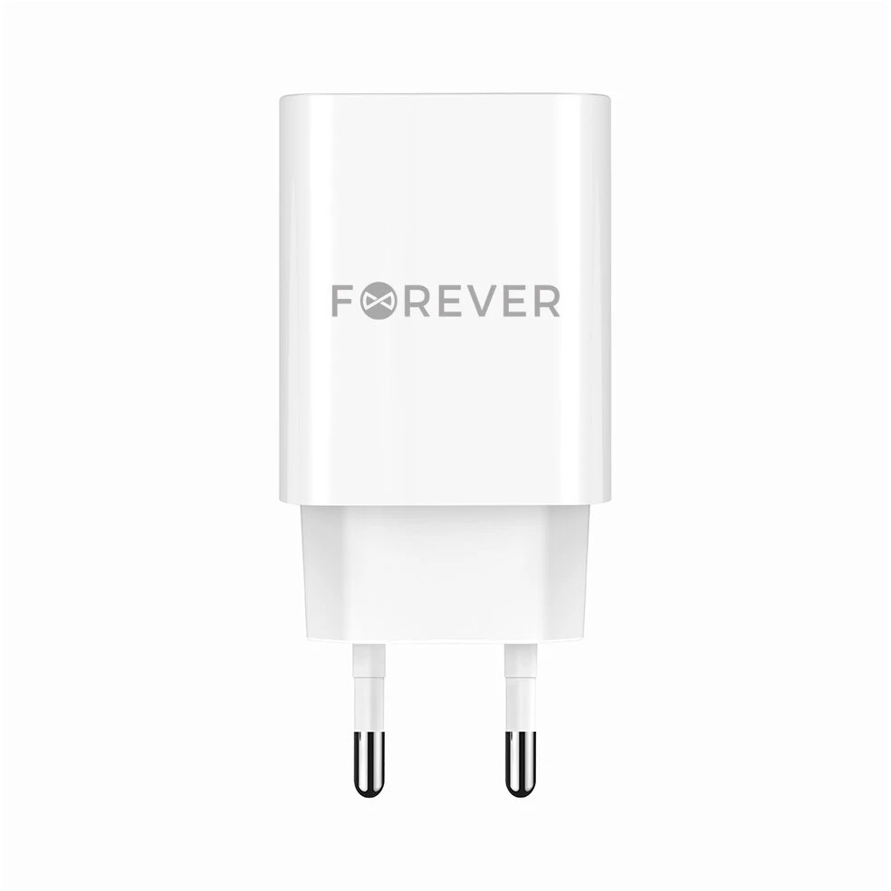 Forever TC-07-30AC PD QC įkroviklis 1x USB-C 1x USB 30W baltas + USB-C – USB-C laidas 60W