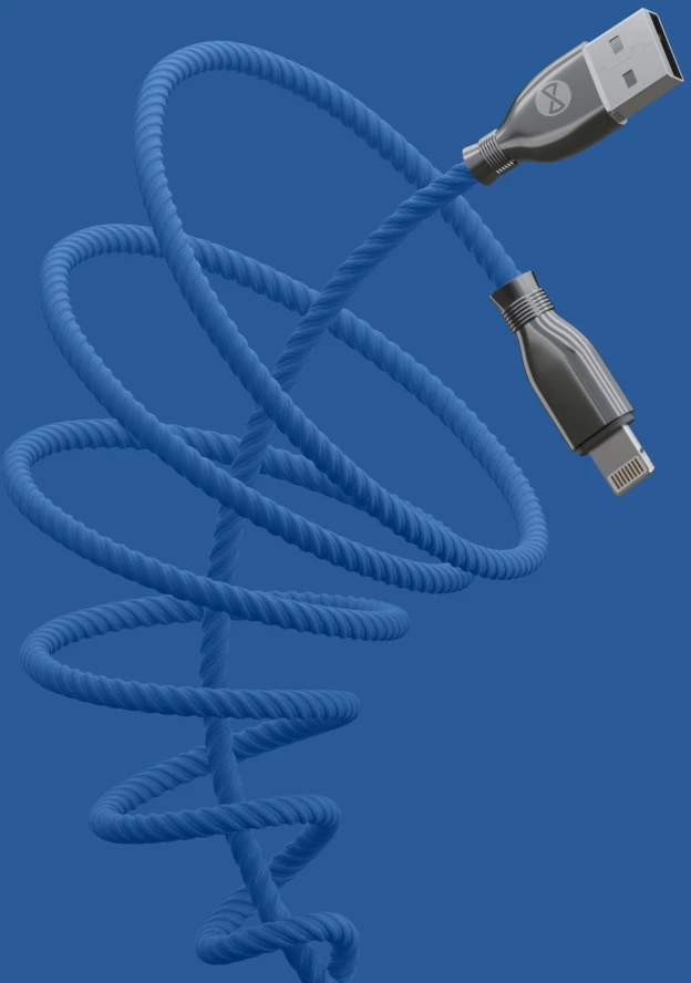 Forever Tornado USB – Lightning laidas 1,0 m 3A tamsiai mėlynas