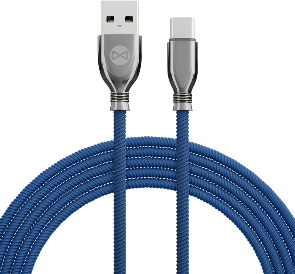 Forever Tornado laidas USB – USB-C 1,0 m 3A tamsiai mėlynas