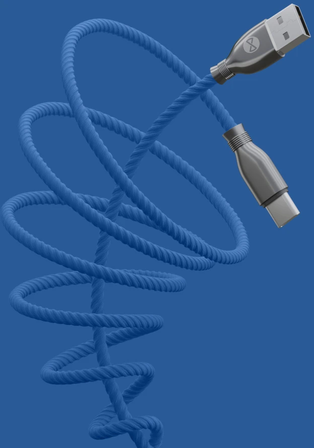 Forever Tornado laidas USB – USB-C 1,0 m 3A tamsiai mėlynas