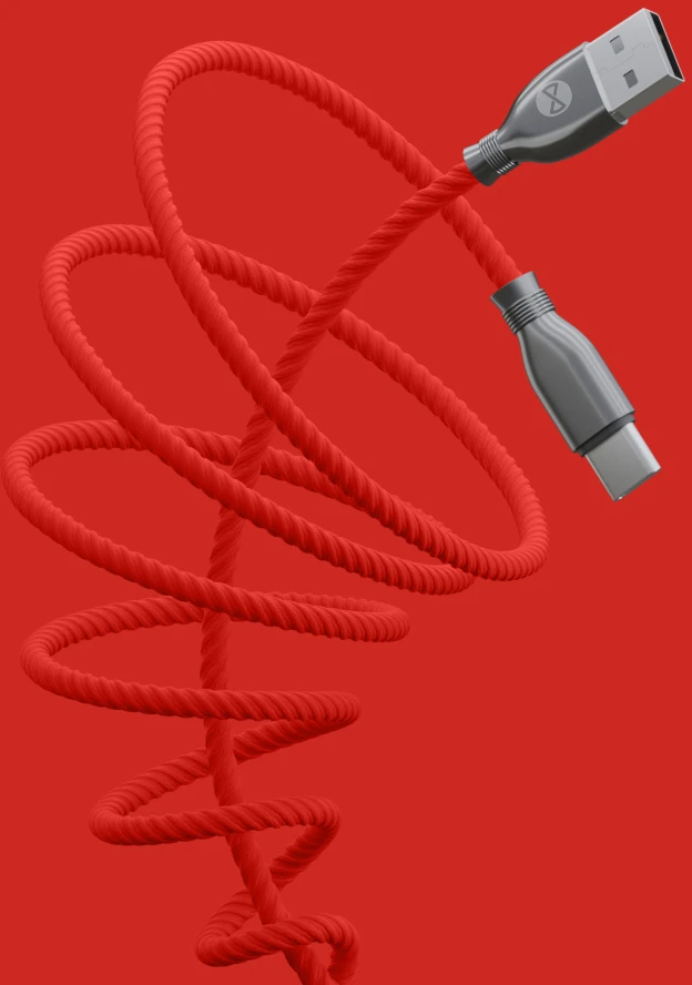 Forever Tornado laidas USB – USB-C 1,0 m 3A raudonas