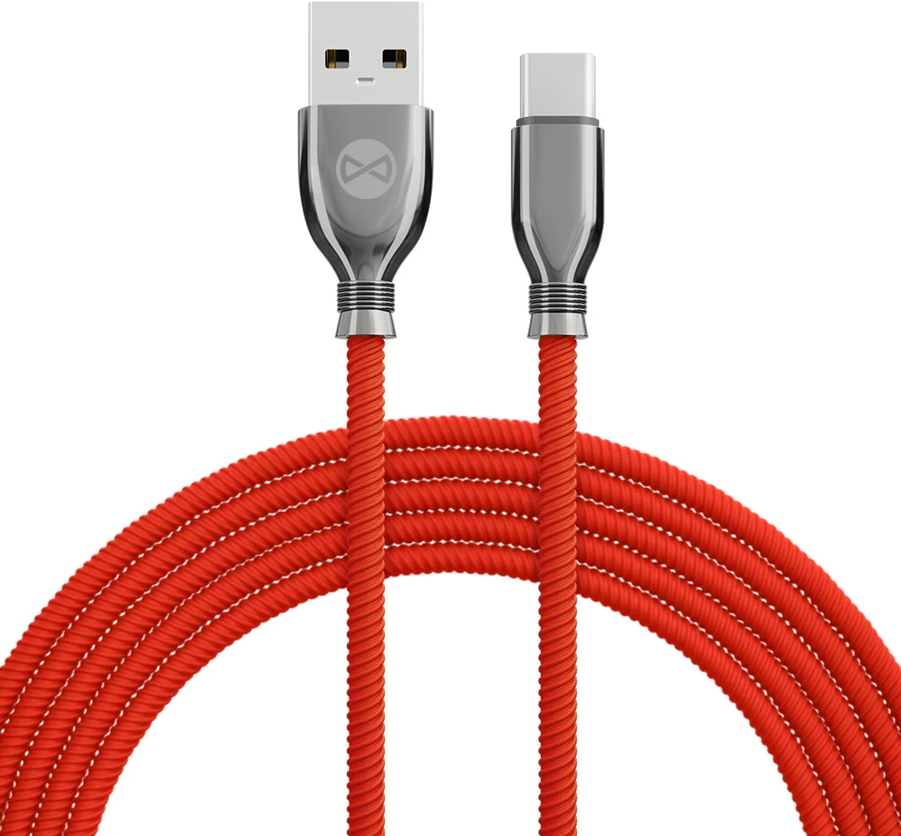 Forever Tornado laidas USB – USB-C 1,0 m 3A raudonas