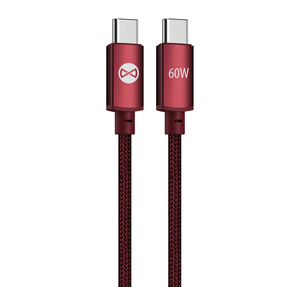 Forever Vibe laidas USB-C – USB-C 1,0 m 60W bordo spalvos