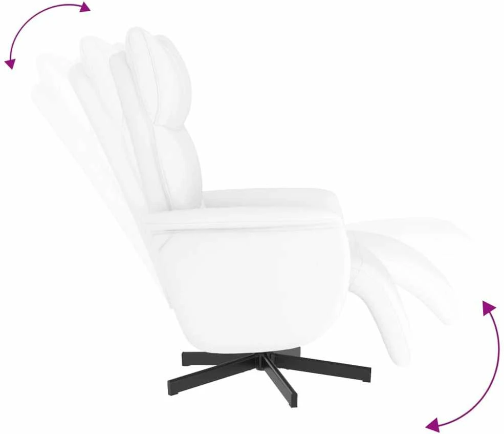 Fotelis Atlošiama kėdė su pakoja, baltos spalvos, dirbtinė oda