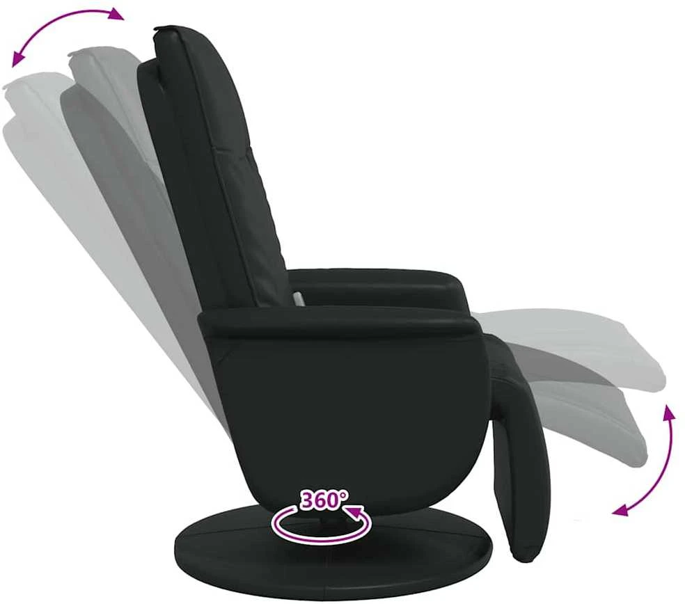 Fotelis Atlošiama masažinė kėdė su pakoja, juodos spalvos, dirbtinė oda