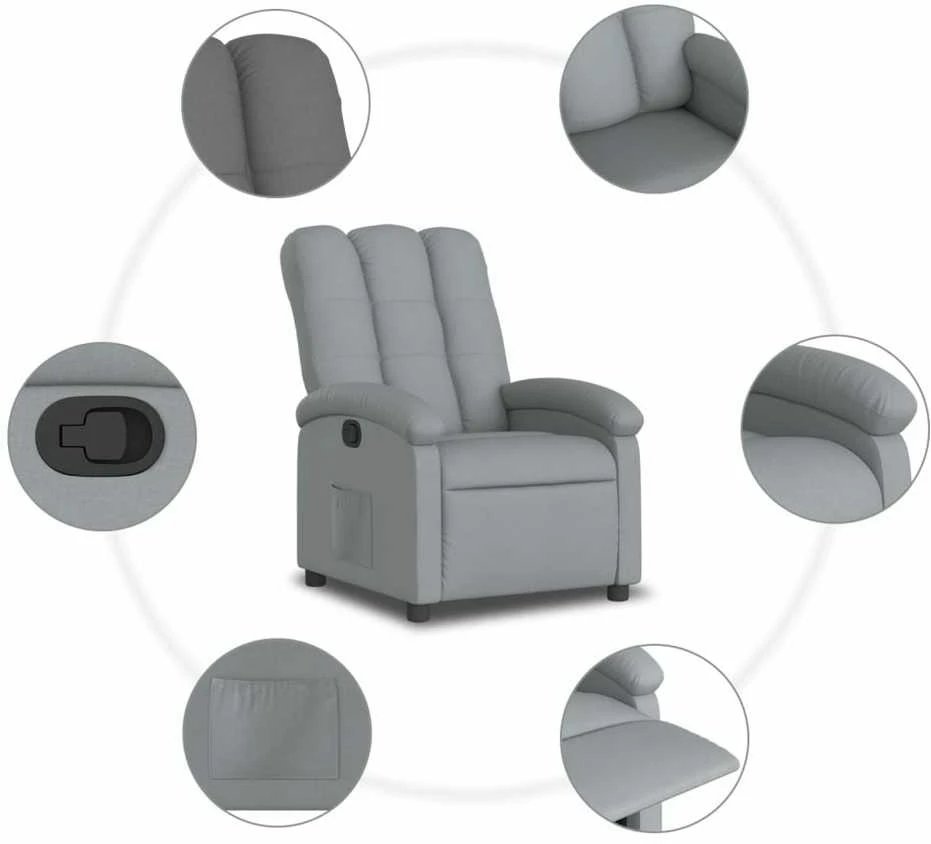 Fotelis Atlošiamas krėslas, šviesiai pilkas, audinys