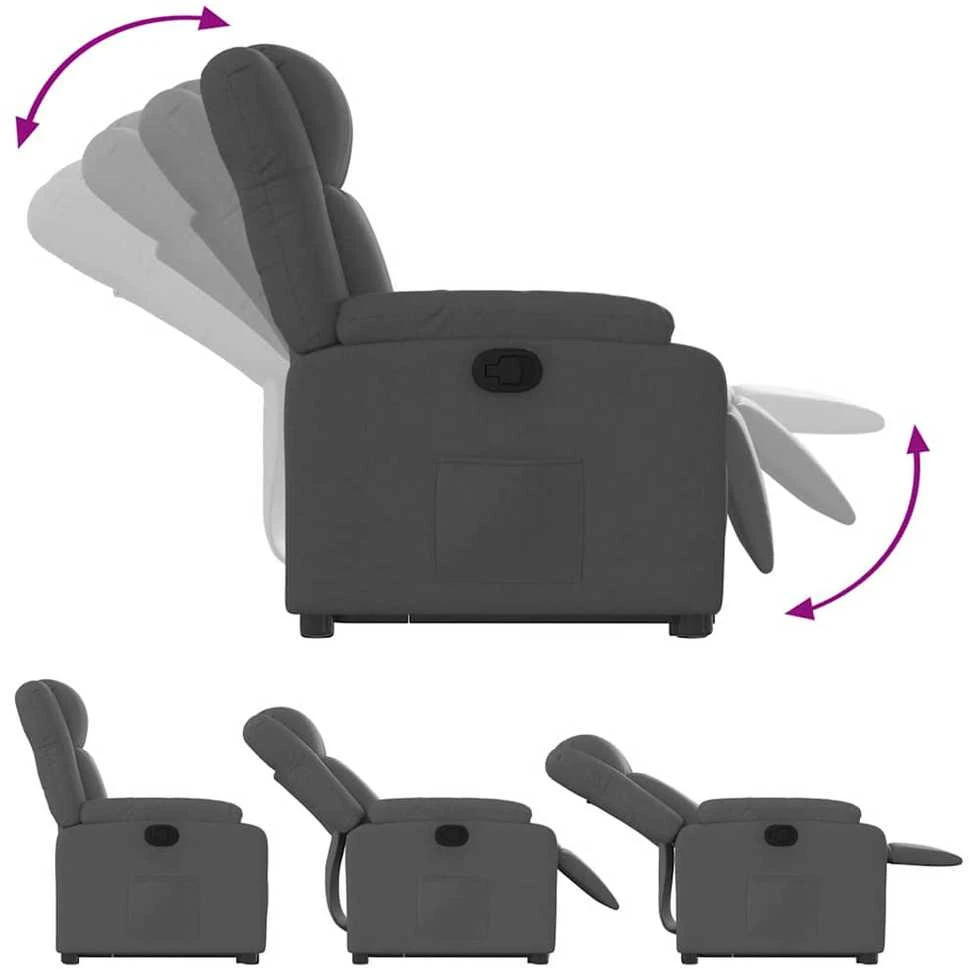 Fotelis Atsistojantis atlošiamas krėslas, tamsiai pilkas, audinys