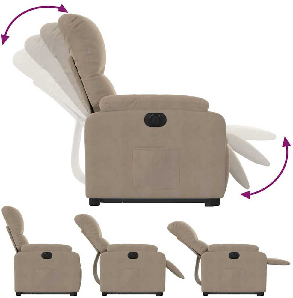 Fotelis Atsistojantis elektrinis krėslas, taupe, mikropluošto audinys