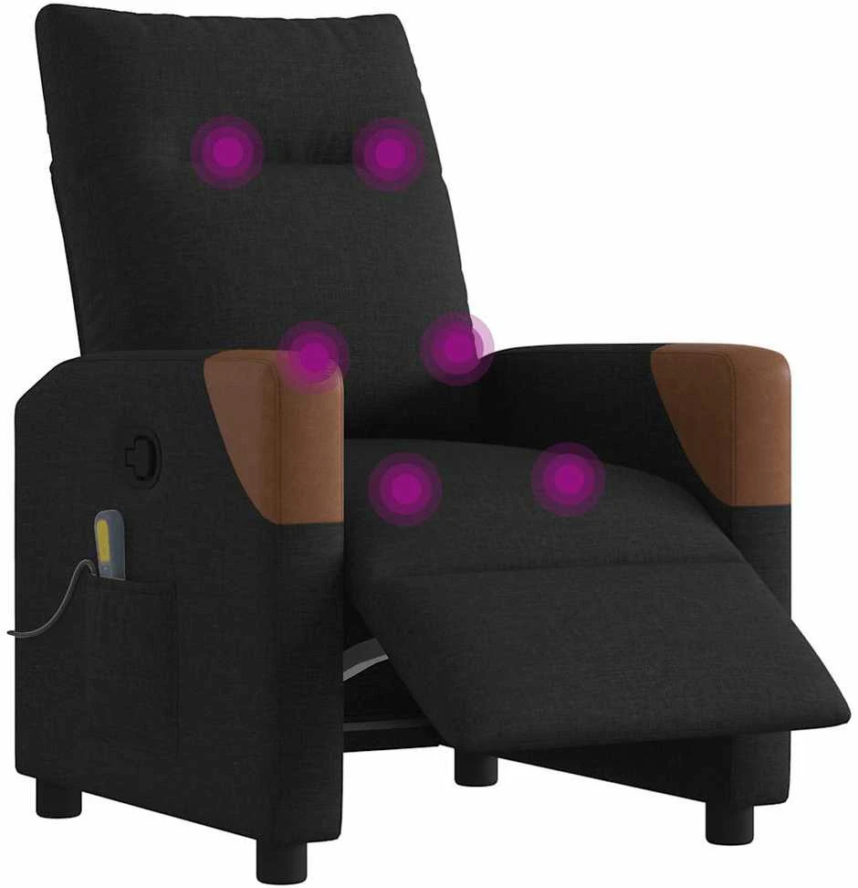 Fotelis Elektrinis atlošiamas masažinis krėslas, juodas, audinys