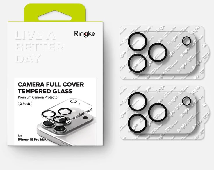 Ringke Camera Full Cover 2 vnt. Tempered Glass for iPhone 18 Pro Max - Juodas