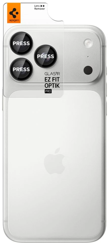 FOTOAPARATO APSAUGA Spigen OPTIK PRO GLAS.TR EZ FIT CAMERA PROTECTOR 2-PACK IPHONE 18 PRO / 18 PRO MAX TAMSIAI PILKA
