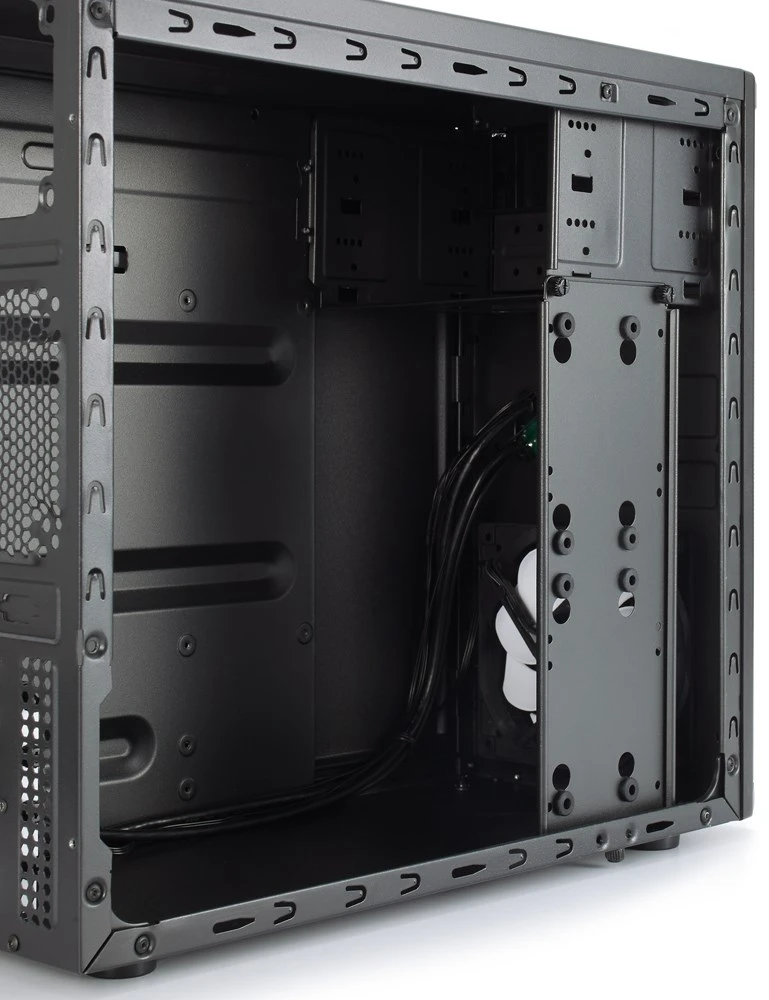 Fractal Design | CORE 1100 | Micro ATX | ATX PSUs, iki 185mm if a typical-length optical drive is mounted | Juodas