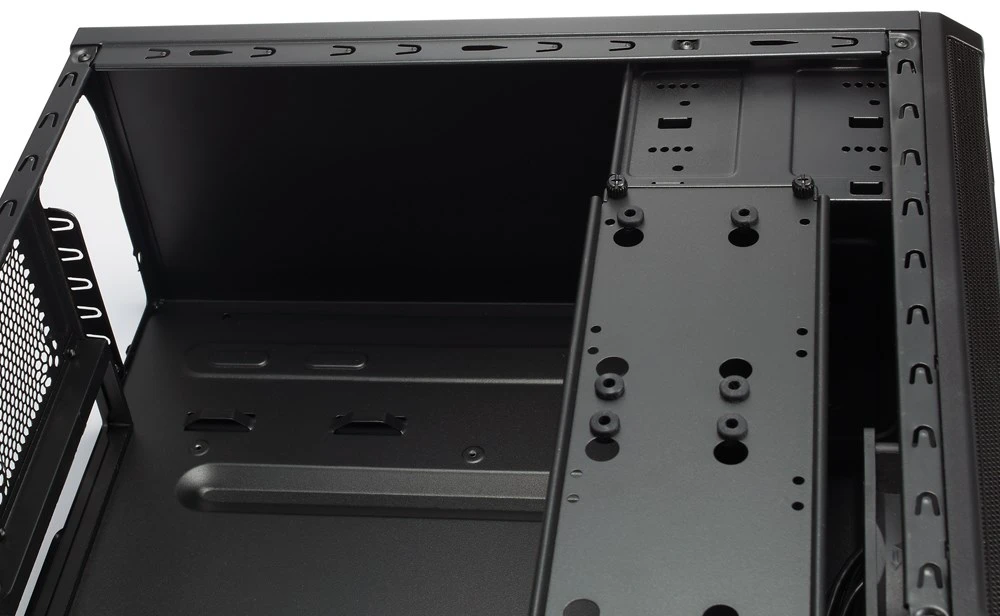 Fractal Design | CORE 1100 | Micro ATX | ATX PSUs, iki 185mm if a typical-length optical drive is mounted | Juodas