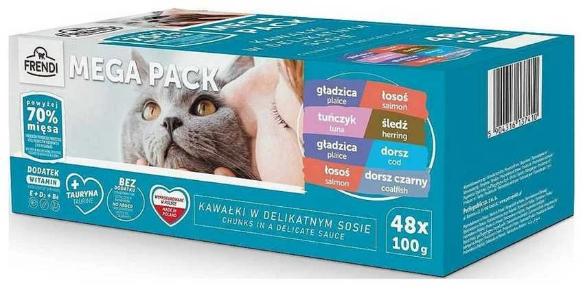 Kačių maistas - Frendi žuvies gabaliukai subtiliame padaže 48x100g be glitimo