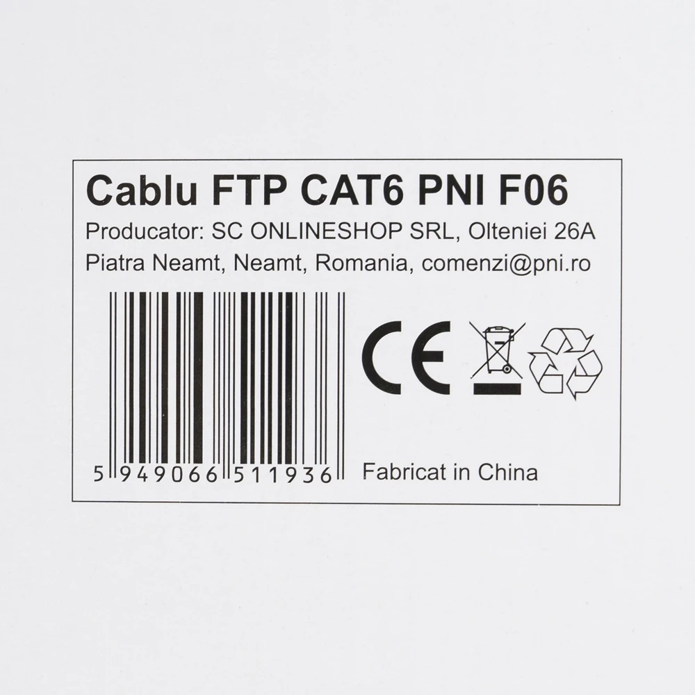 FTP kabelis CAT6 PNI F06 su 4 poromis 1 Gigabit internetui ir stebėjimo sistemoms, ritė 305m
