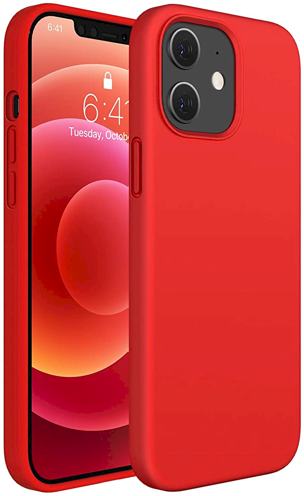 Fusion Accessories Fusion Elegance Fiber Protect silikoninis dėklas, skirtas Apple iPhone 12 Pro Max Raudona