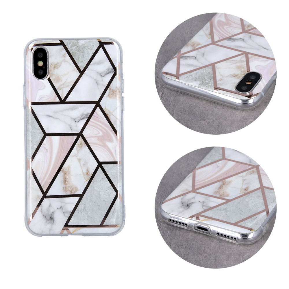 Fusion Accessories Fusion Geometric Marble Case silikoninis dėklas Apple iPhone 12 Pro Max rožinis