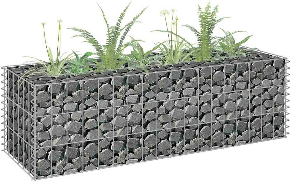 Gabiono vazonas, 90x30x30cm, galvanizuotas plienas, aukštas