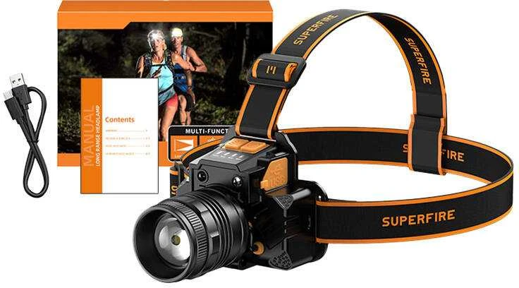 Galvos žibintas Superfire HL58, 350lm, USB