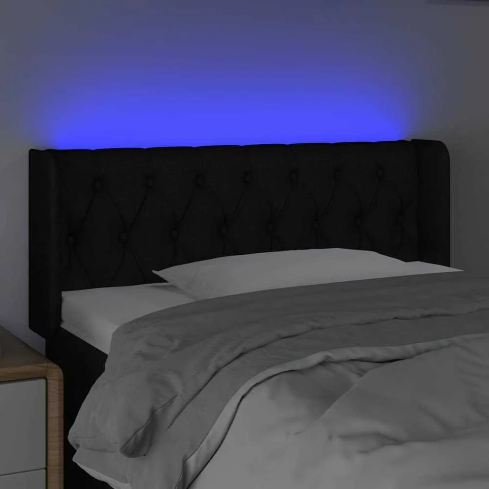 Galvūgalis su LED, juodos spalvos, 93x16x78/88cm, audinys