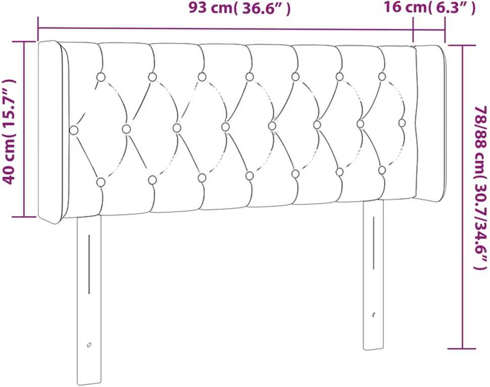 Galvūgalis su LED, juodos spalvos, 93x16x78/88cm, audinys