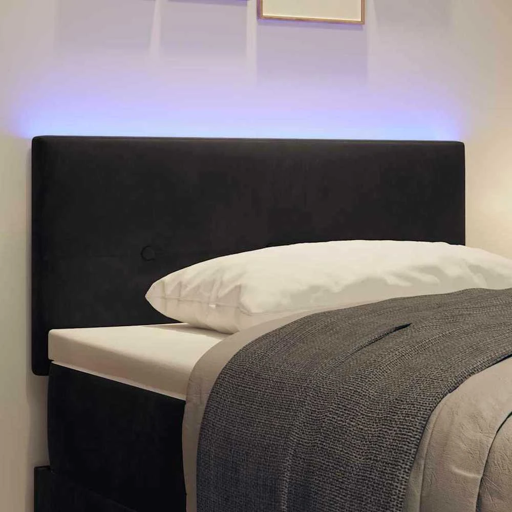 LED galvūgalis su LED juostelėmis Juodas 90 cm Aksomas