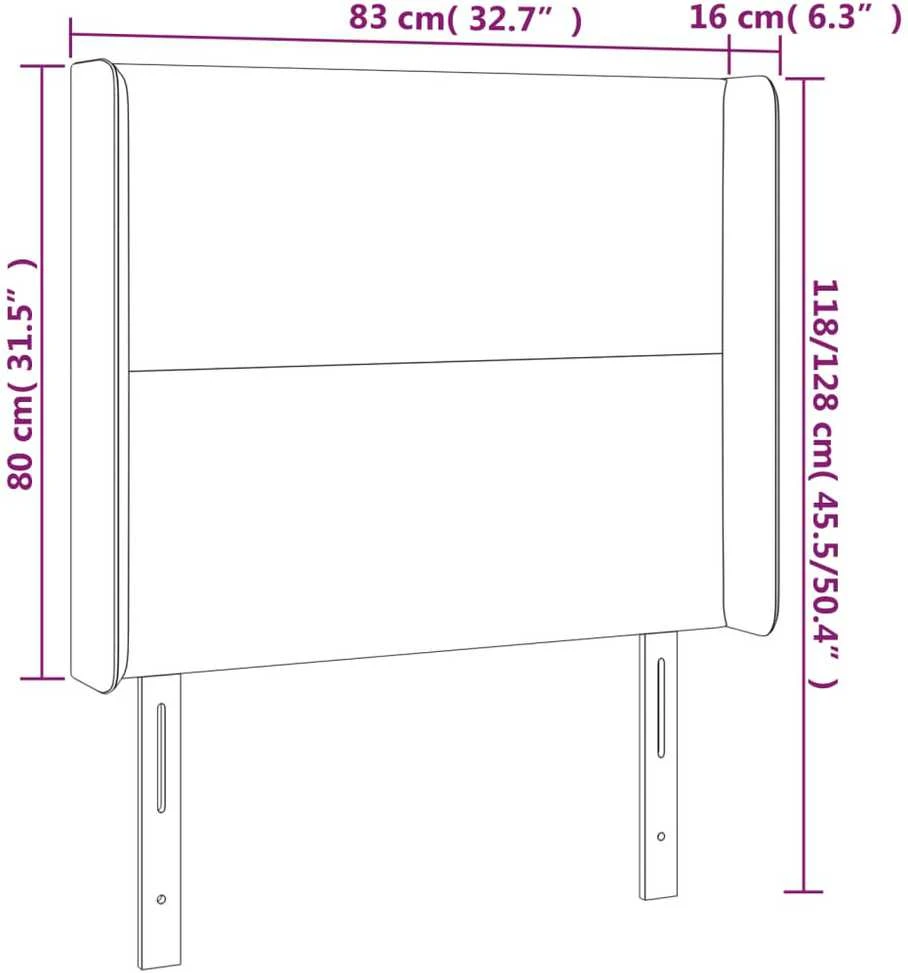 Galvūgalis su LED, kreminės spalvos, 83x16x118/128 cm