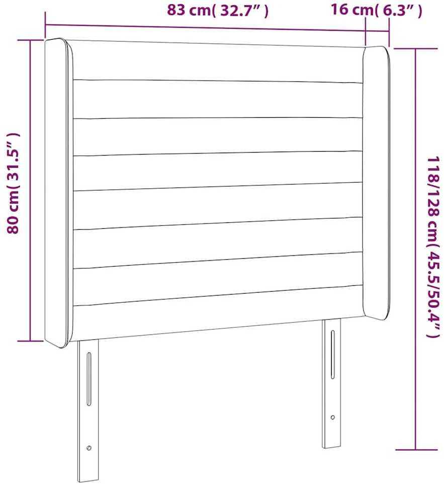 Galvūgalis su LED, šviesiai pilkas, 83x16x118/128cm, audinys
