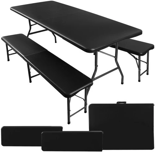 Gardlov Folding garden table 180cm + 2 benches - juodas