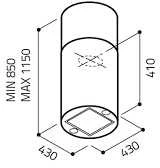 Gartraukis Elica TUBE PRO ISLAND WH MAT/A/43