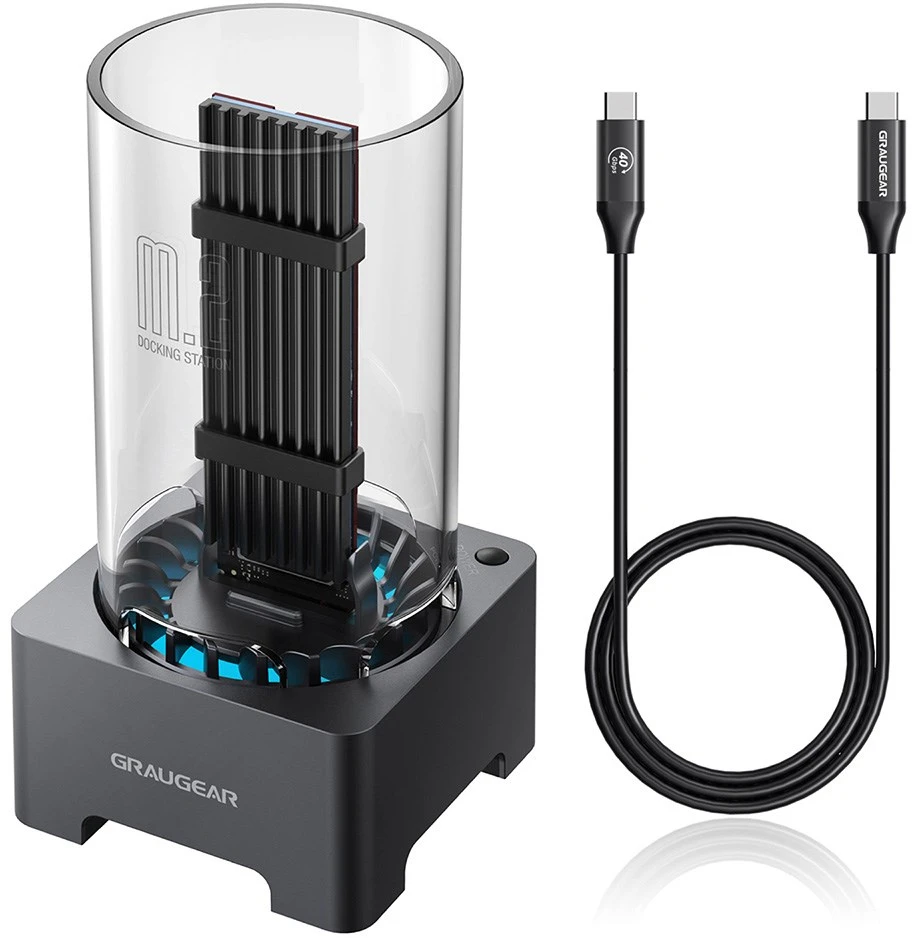 GAU GRAUGEAR G-M2DK-U4-40G saugojimo diskų prijungimo stotis USB 3.2 Gen 2 (3.1 Gen 2) Type-C Pilka