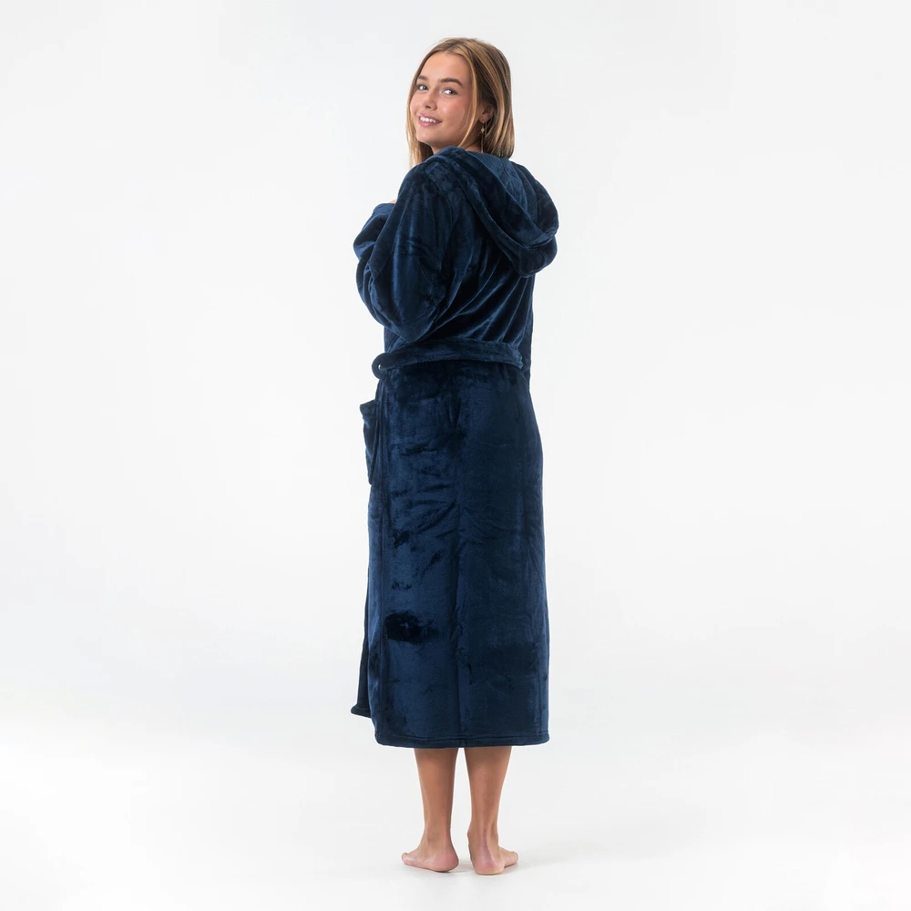 GAUBERT unisex flisinis chalatas su gobtuvu, ilgas, mėlynos spalvos 2XL/3XL