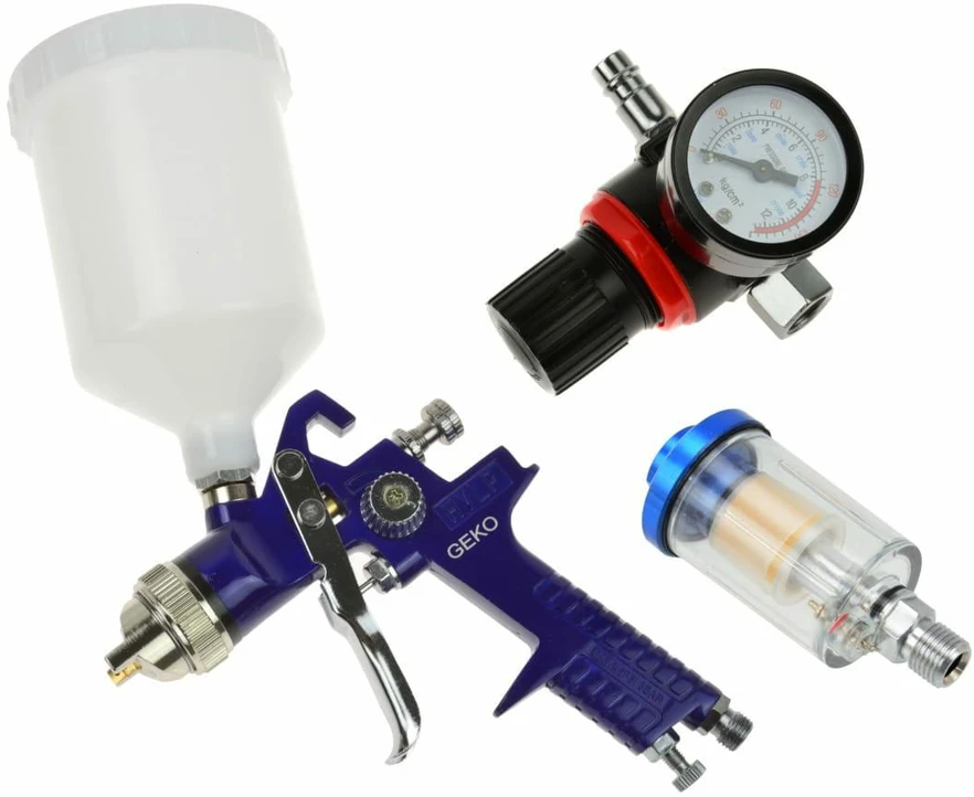 GEKO HVLP dažymo pistoletas 1,4mm + REDUKTORIUS IR ORO FILTRAS /