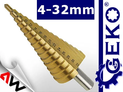 Grąžtas grąžtai STOŻKOWE 4-32mm /GEKO